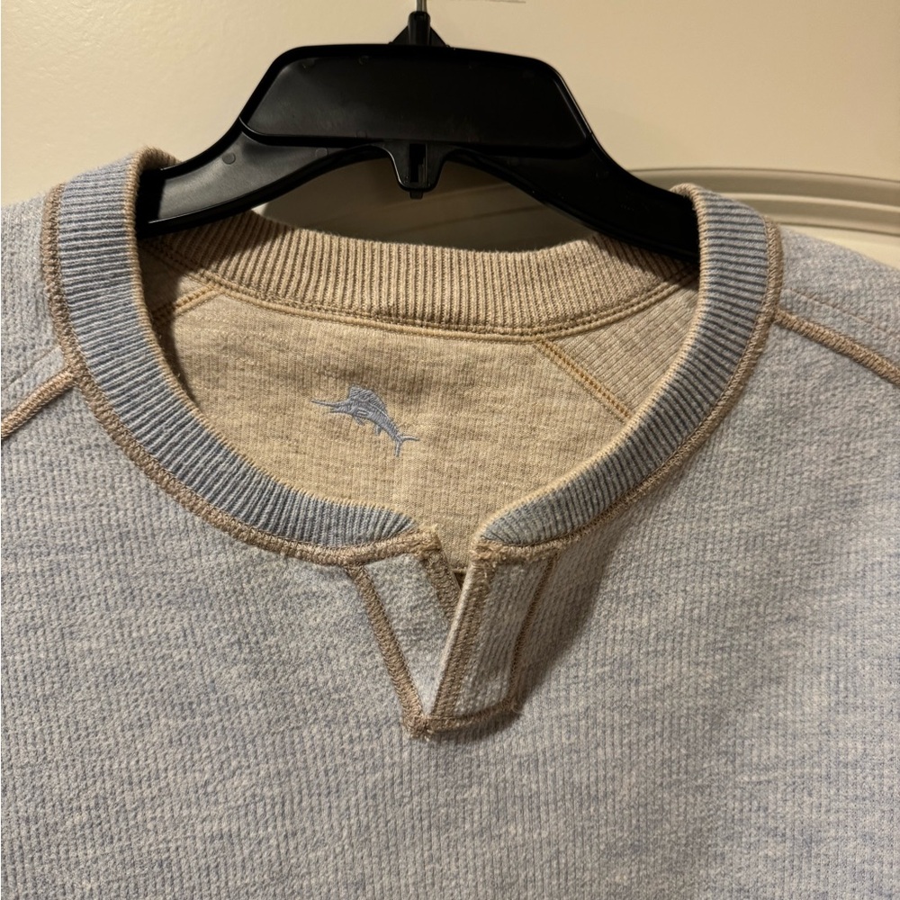 Tommy Bahama Abaco Reversible Light Blue/Beige Crewneck Sweater